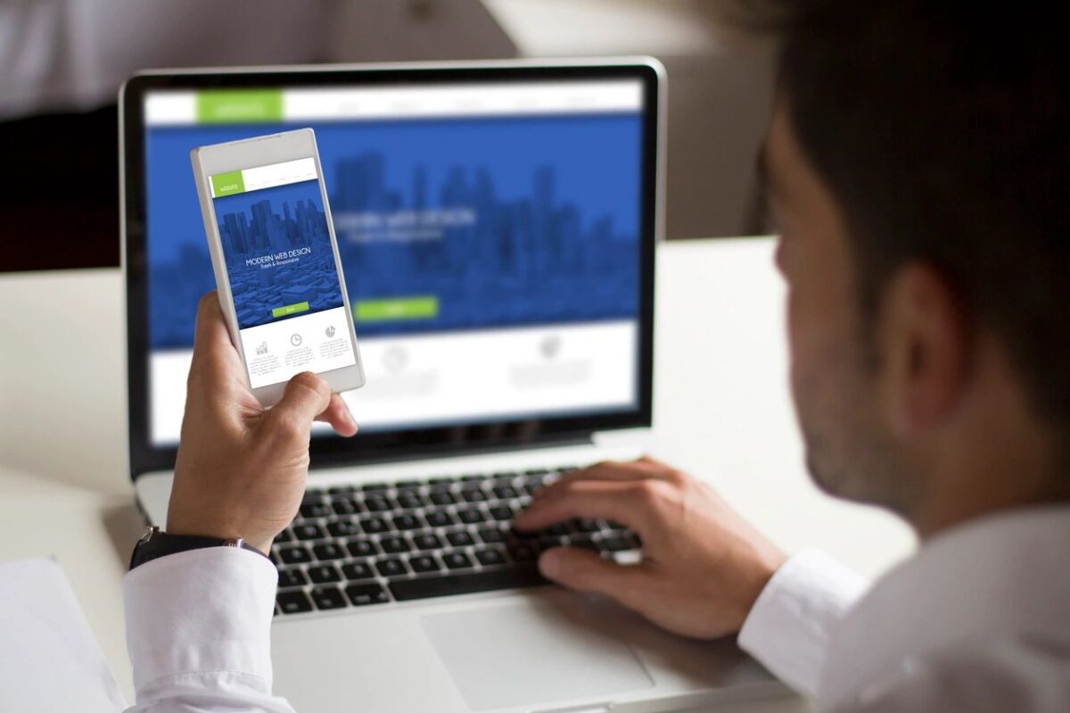 Brand identity on a desktop and mobile device